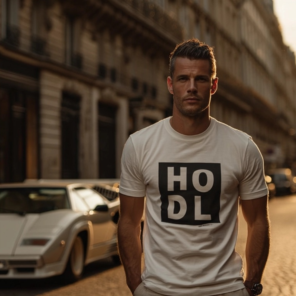 HODL BOX White T-Shirt Background white Lamboghini Countach