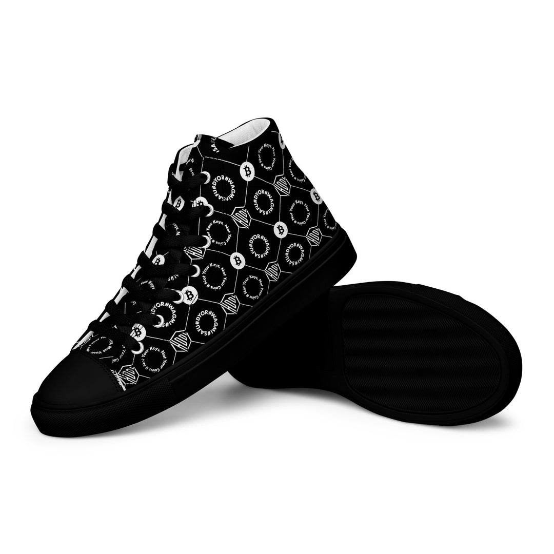 HODL Bitcoin Crypto High-Top Canvas for Man "First Edition Black" Black Sole left side