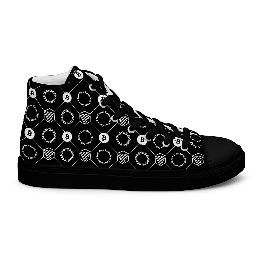 HODL Bitcoin Crypto High-Top Canvas for Man "First Edition Black" Black Sole right outside