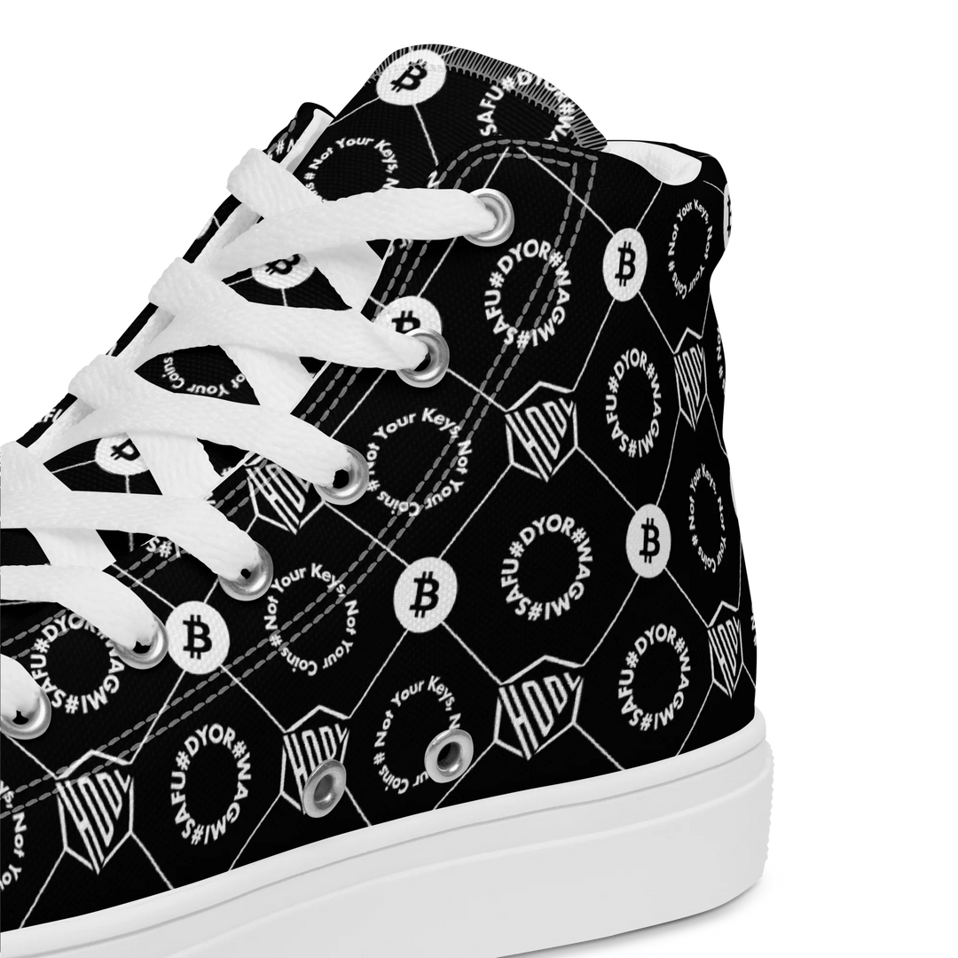 HODL Bitcoin High-Top Canvas for men "First Edition Black" with white sole details