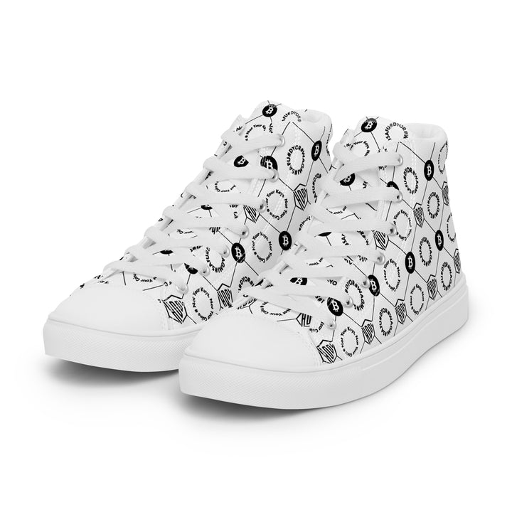 HODL Bitcoin High-Top Canvas for men "First Edition White" with white sole left front