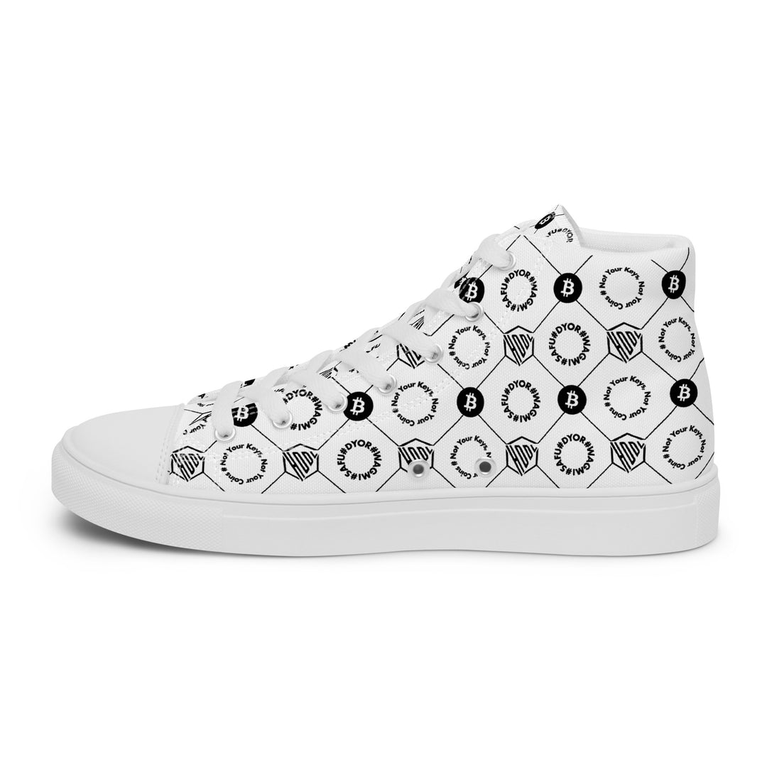 HODL Bitcoin High-Top Canvas for men "First Edition White" with white sole left outside