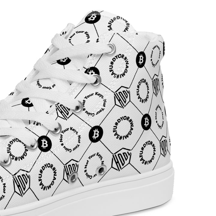 HODL Bitcoin High-Top Canvas for men "First Edition White" with white sole details