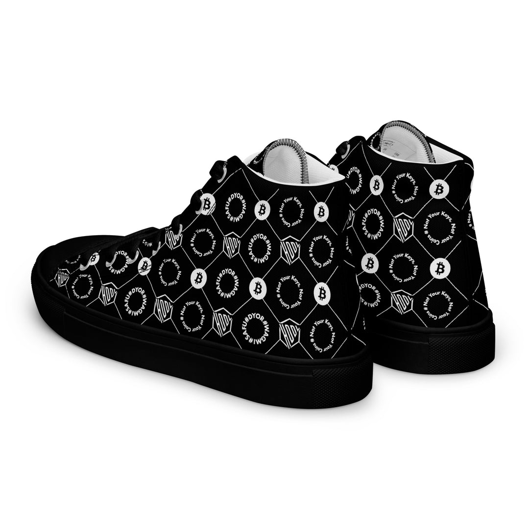 HODL Bitcoin Crypto High-Top Canvas for women "First Edition Black" Black Sole left back view