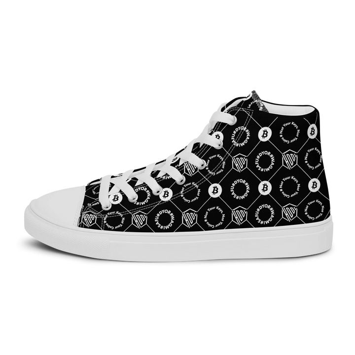 HODL Bitcoin Crypto High Top Canvas Women "First Edition Black" left outside