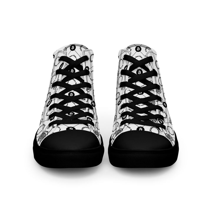 HODL Bitcoin Crypto High-Top Canvas for Women "First Edition White" Black Sole front view
