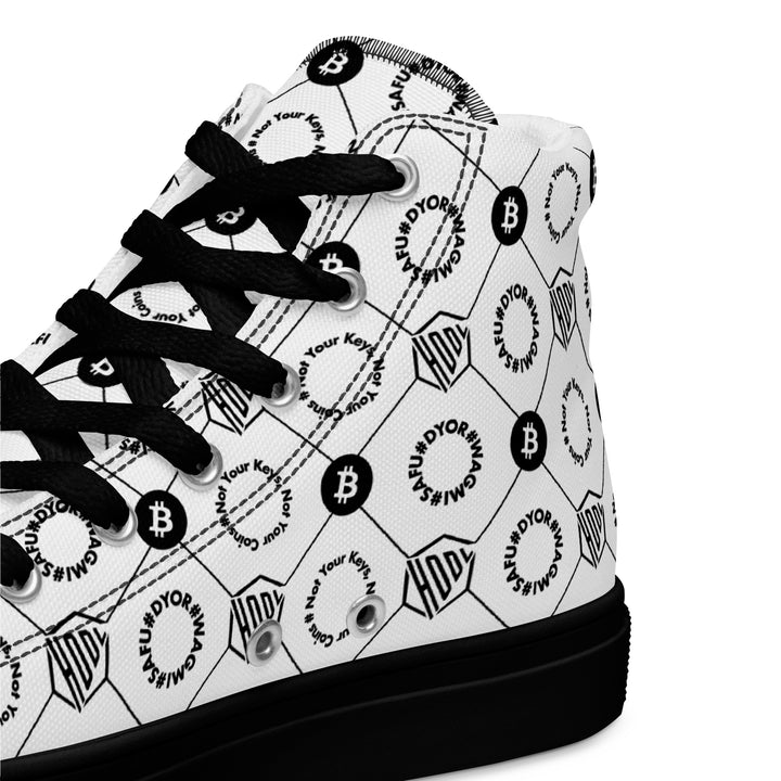 HODL Bitcoin Crypto High-Top Canvas for Women "First Edition White" Black Sole product details view