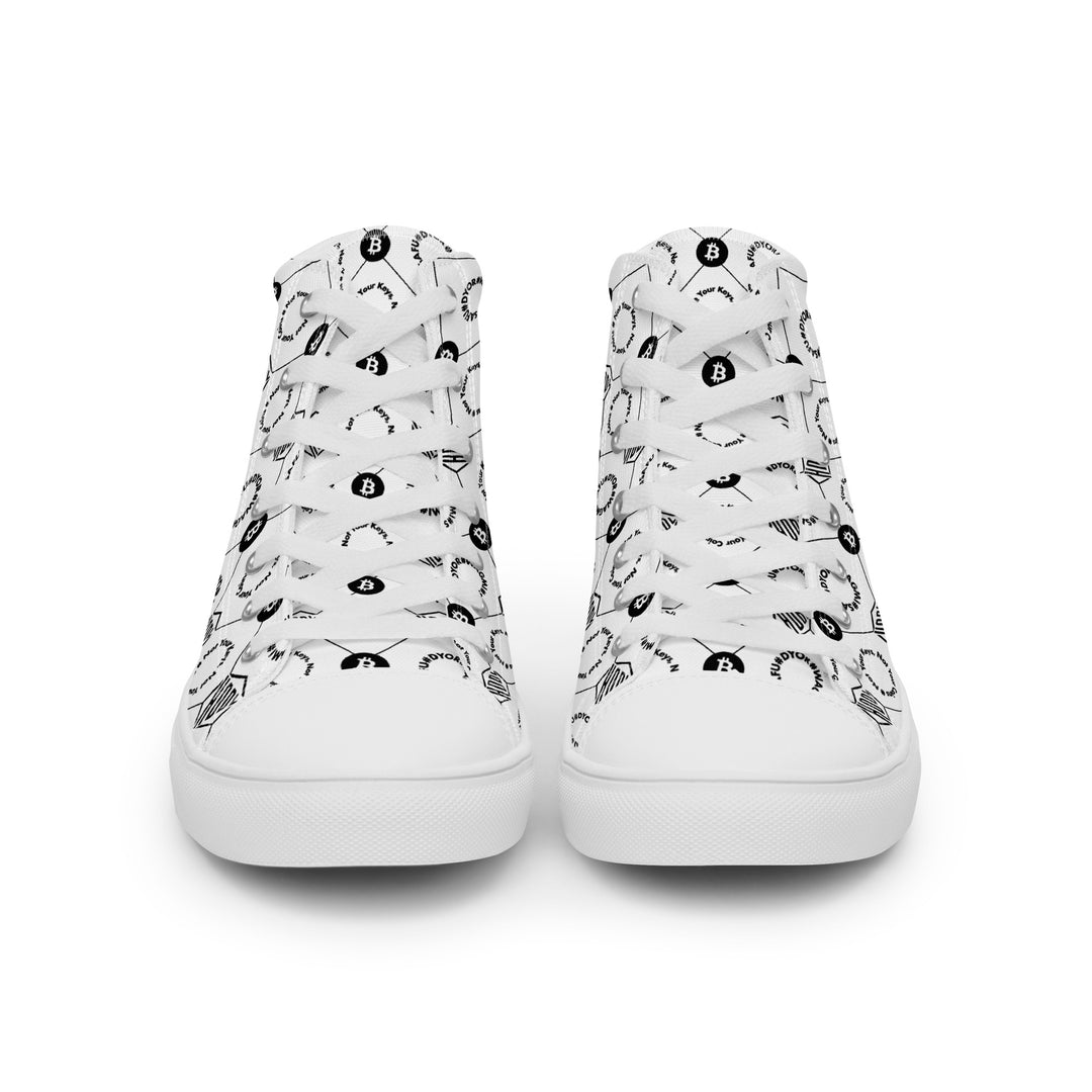 HODL Bitcoin Crypto High Top Canvas Women "First Edition White" front shoe side by side