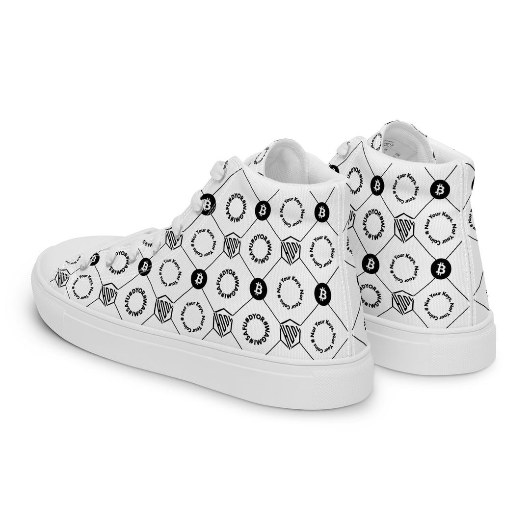 HODL Bitcoin Crypto High Top Canvas Women "First Edition White" left back
