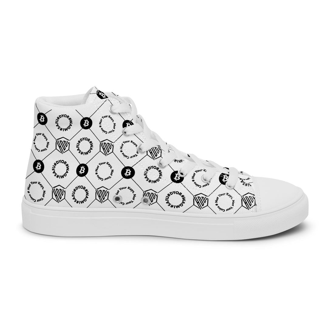 HODL Bitcoin Crypto High Top Canvas Women "First Edition White" left inside