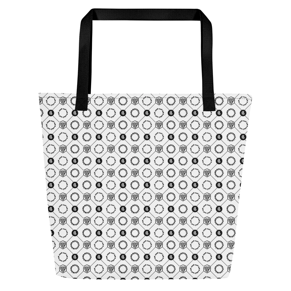 HODL Beach Bag "First Edition White" with black handles