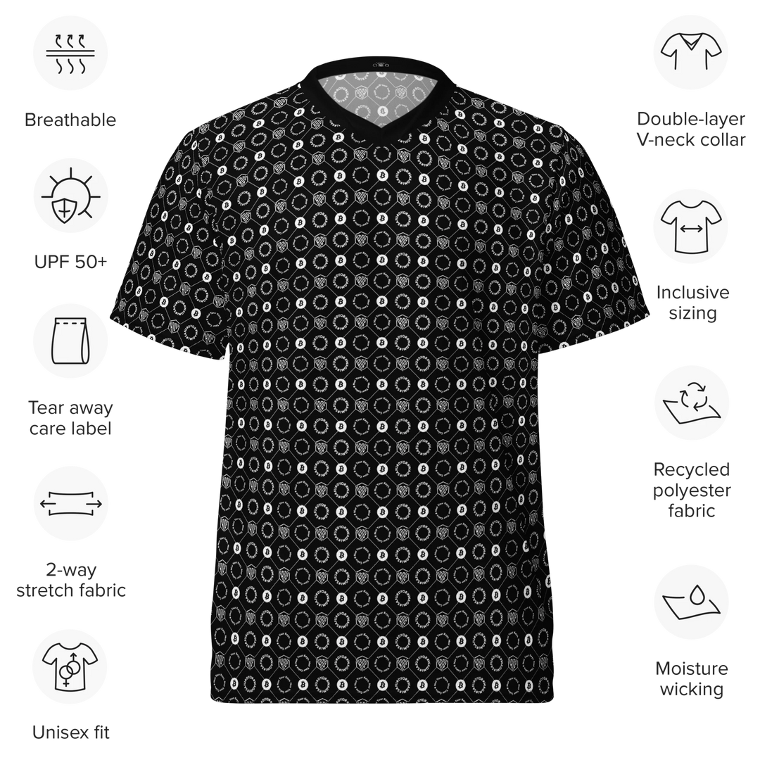 HODL Unisex Trikot "First Edition Black" front with icons