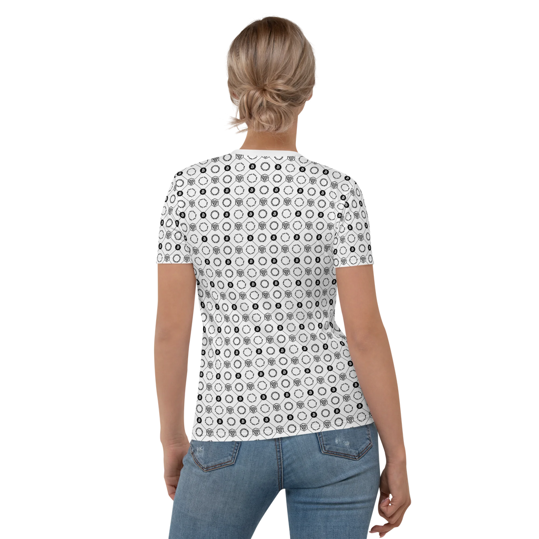 HODL Damen Shirt "First Edition White" back with young blond wife