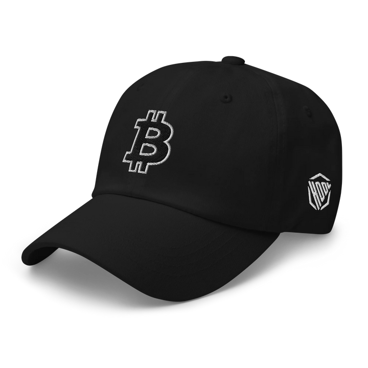 Bitcoin Dad Hat – Black/White Outline - HODL.ag
