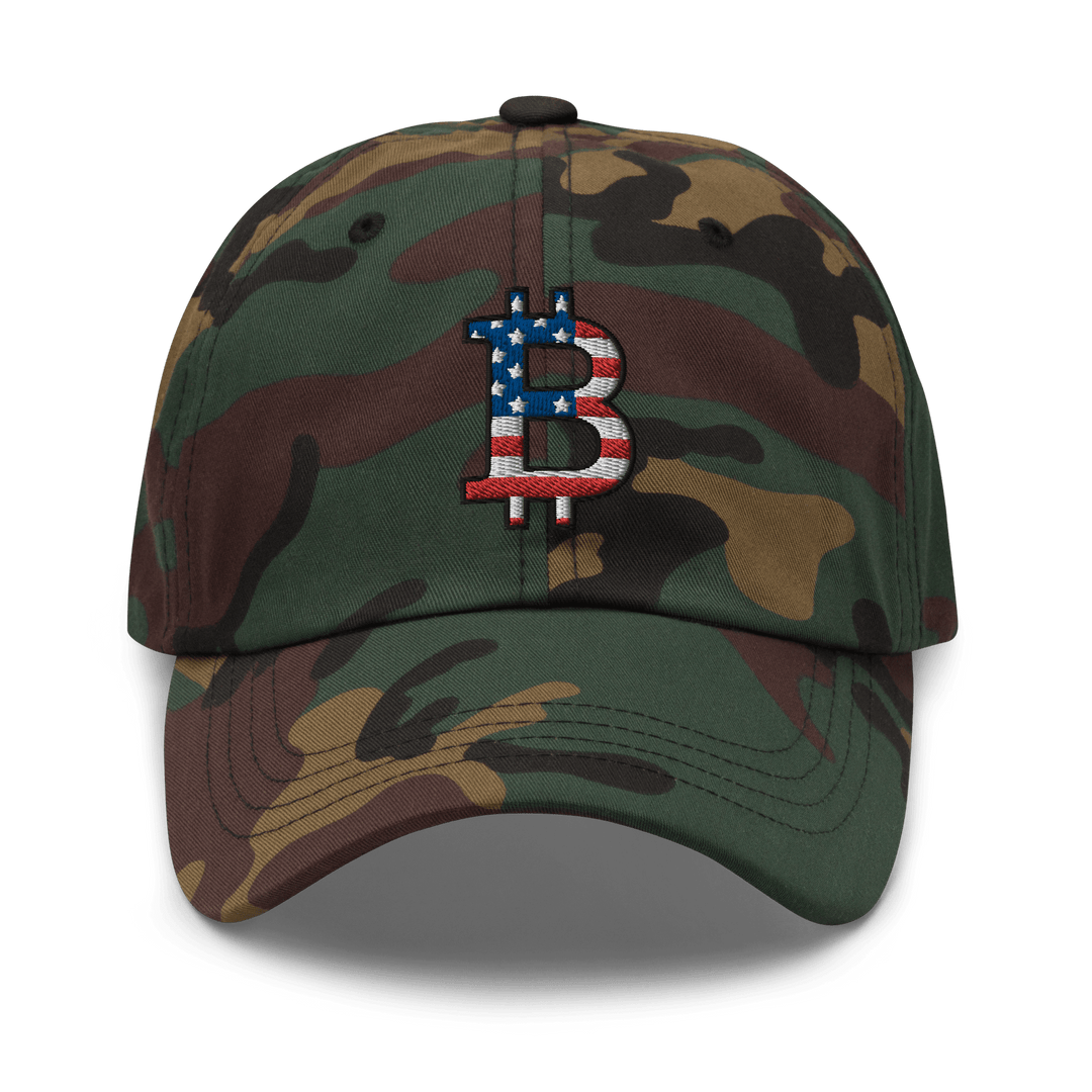 Bitcoin Cap USA Edition Dad Hat – 3D Stick – Crypto Cap | HODL.ag