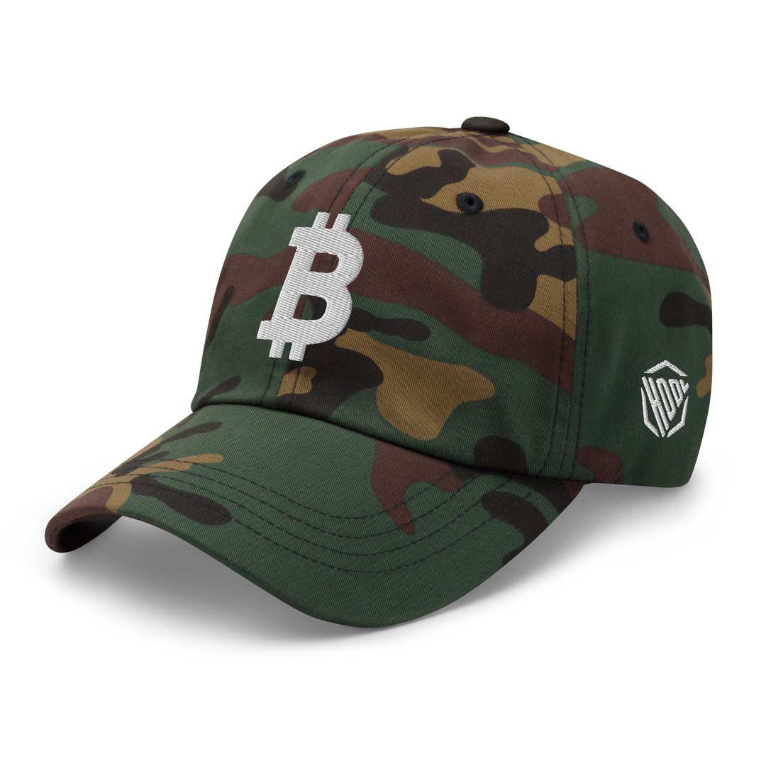 Bitcoin Cap Dad-Hat White 3D