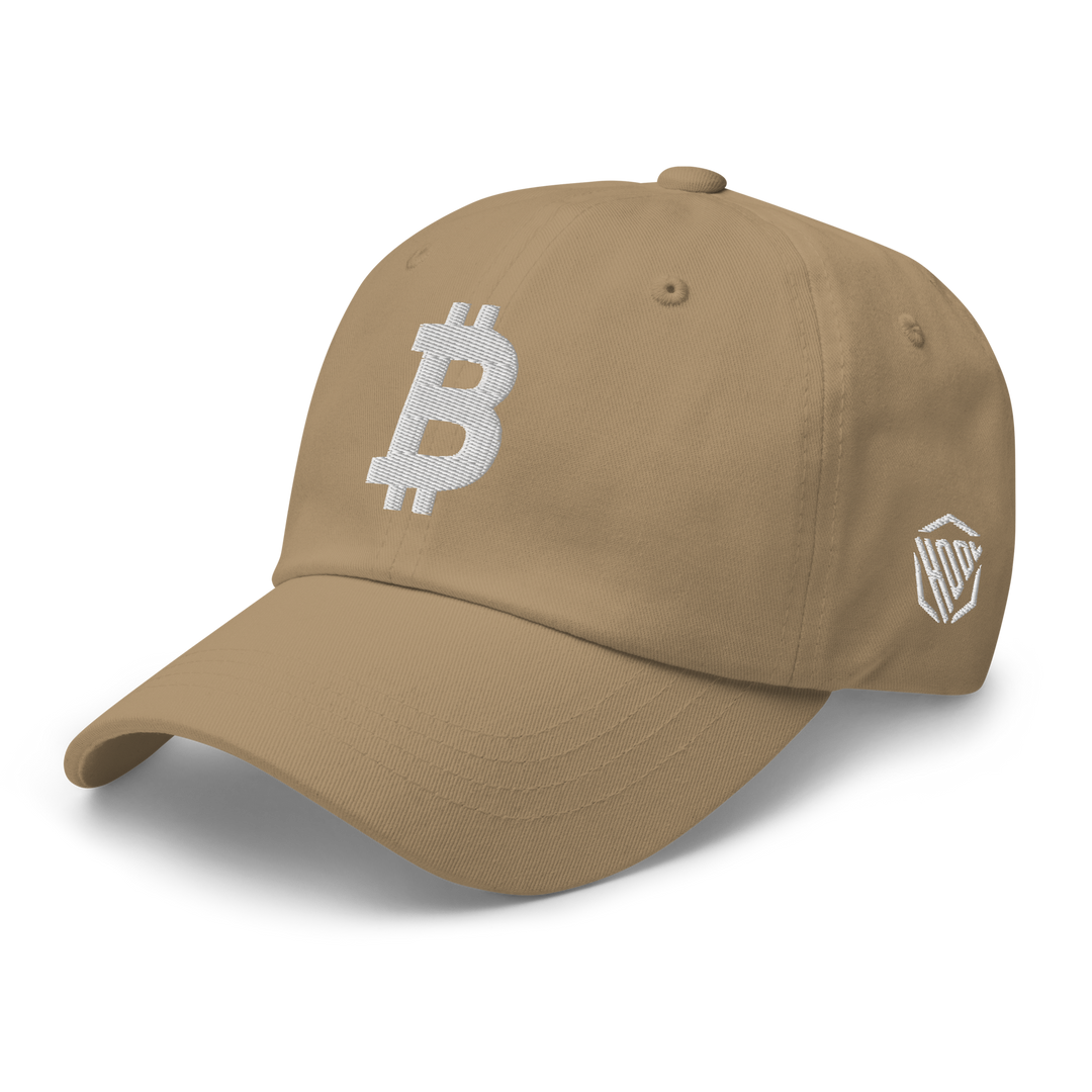 Bitcoin Cap Dad-Hat Weiß 3D – Crypto Cap | HODL.ag