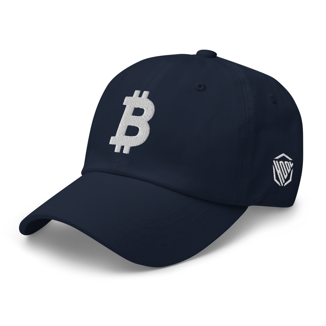 Bitcoin Cap Dad-Hat White 3D