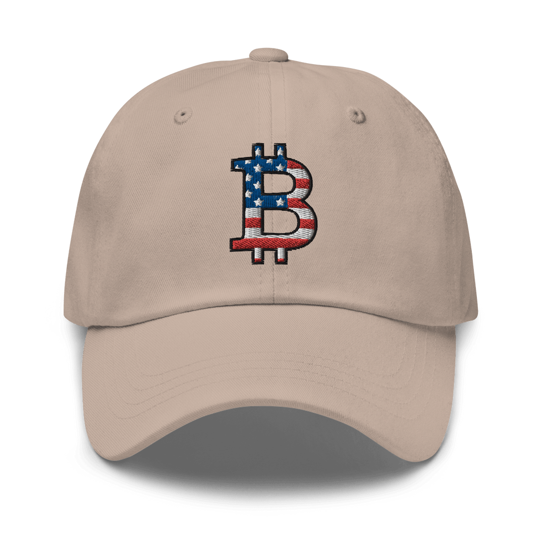 Bitcoin Cap USA Edition Dad Hat – 3D Stick – Crypto Cap | HODL.ag