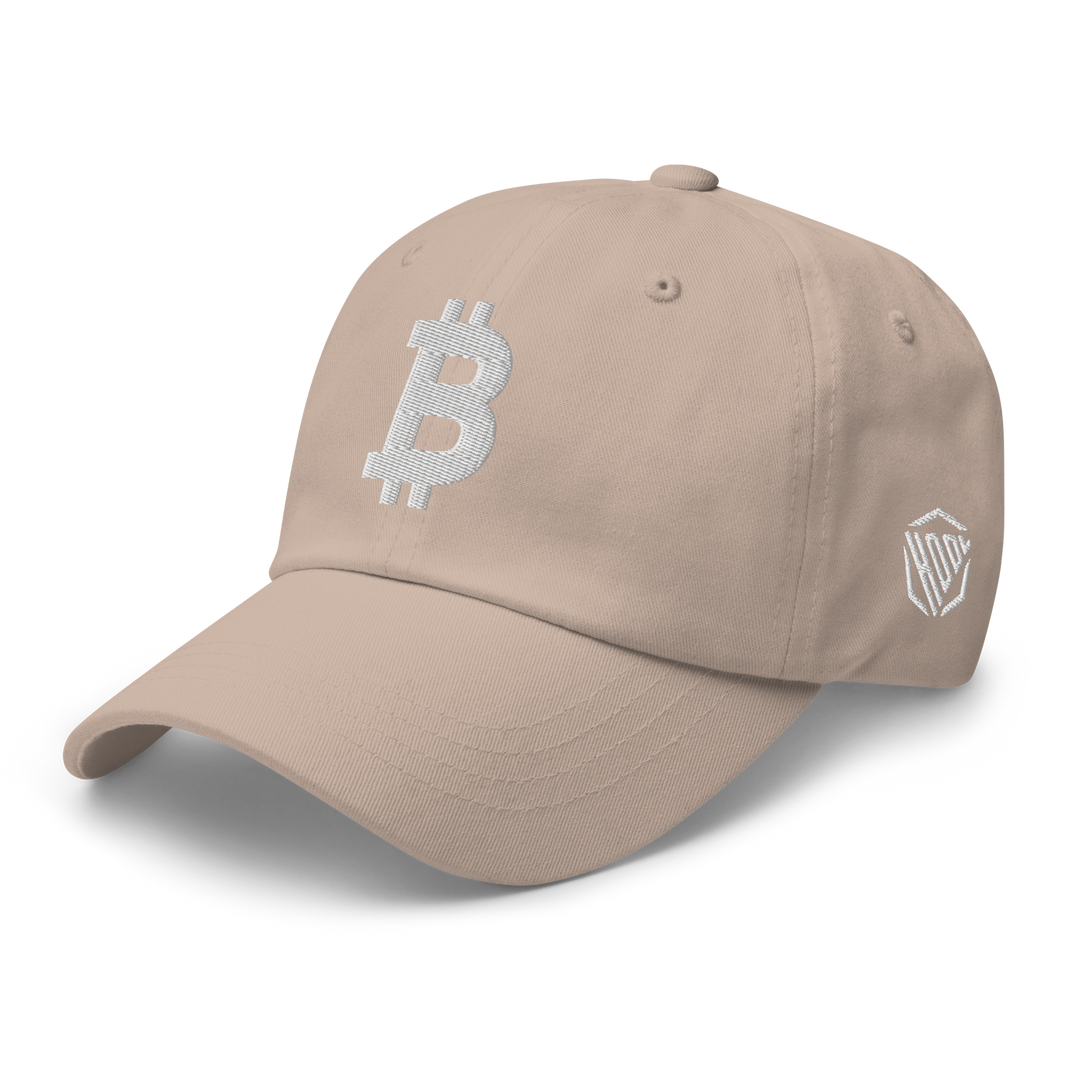 Bitcoin Cap Dad-Hat Weiß 3D – Crypto Cap | HODL.ag