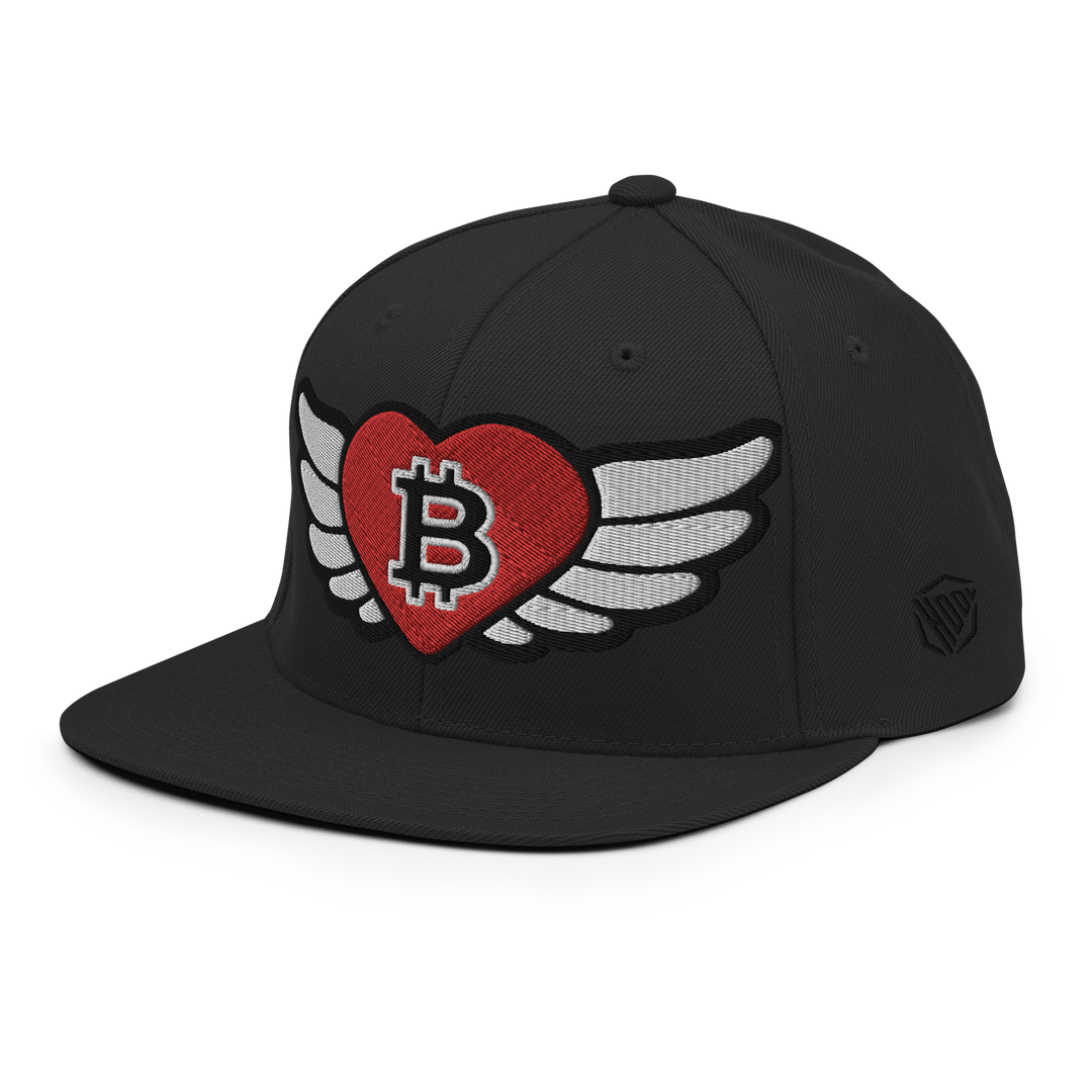 Bitcoin Snapback Cap Big Flying Heart