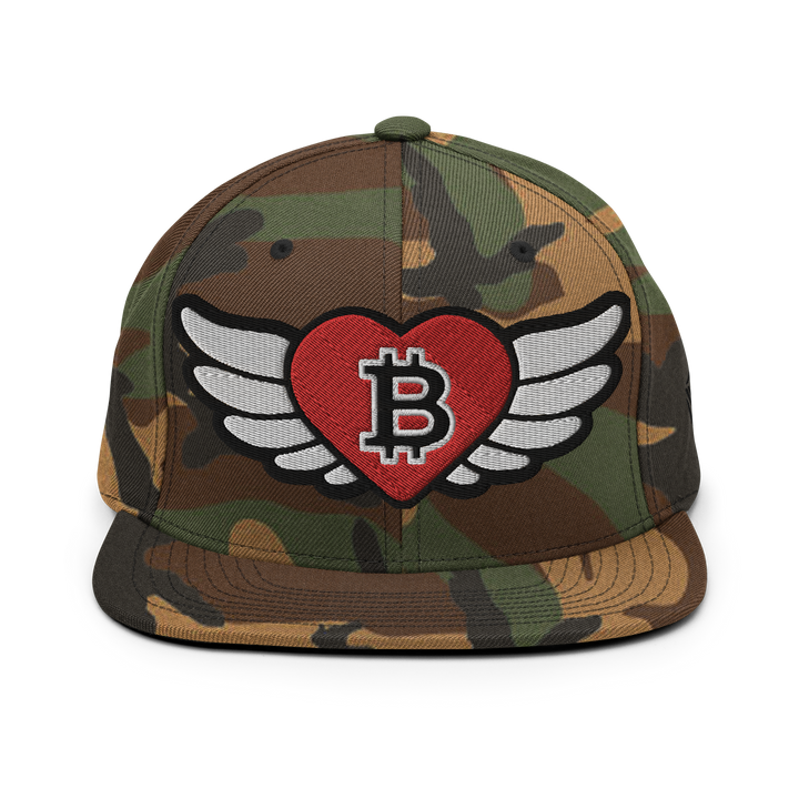 Bitcoin Snapback Cap Big Flying Heart