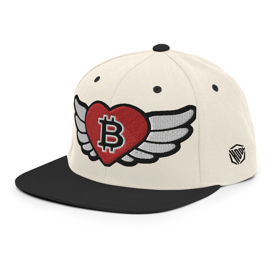 Bitcoin Cap Snapback Cap Big Flying Heart