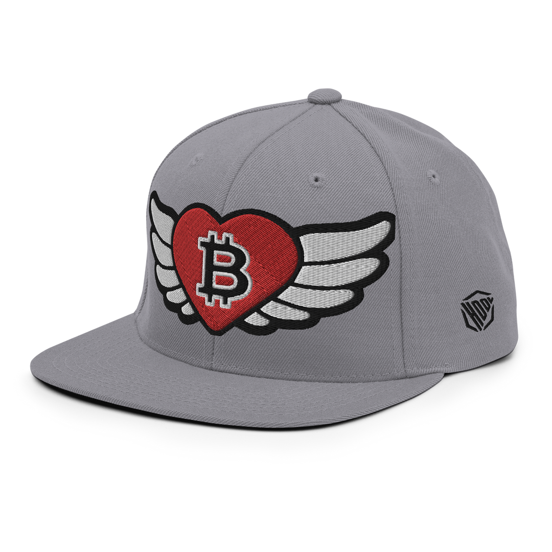 Bitcoin Cap Snapback Cap Big Flying Heart