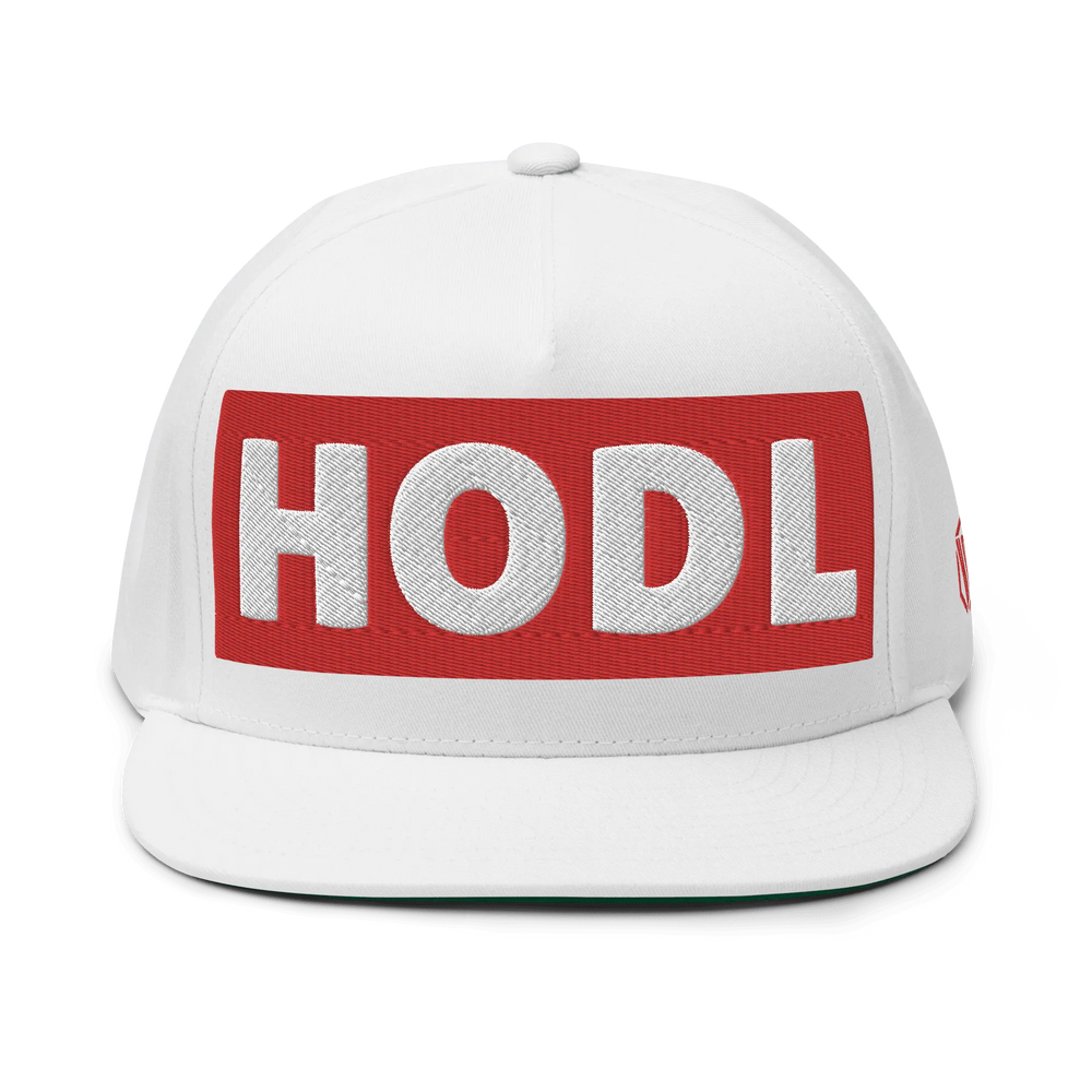 HODL Flat Bill-Cap Rot Weiss – Crypto Cap | HODL.ag