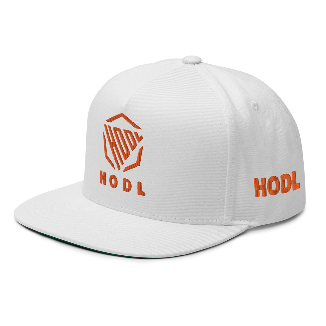 HODL Flat Bill Cap Logo Orange