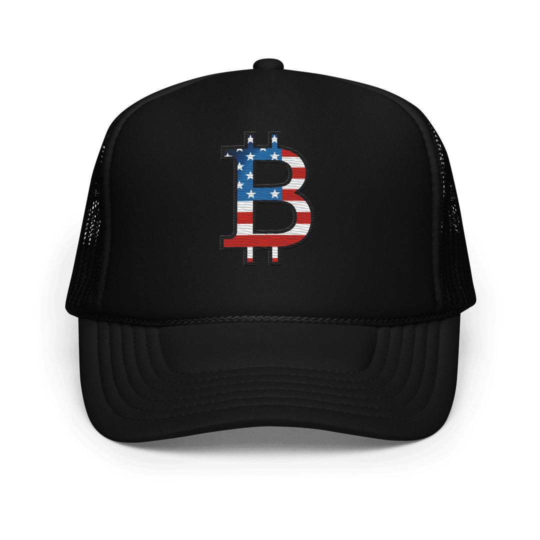 Bitcoin Trucker Cap Foam USA Edition – Flat Embroidery