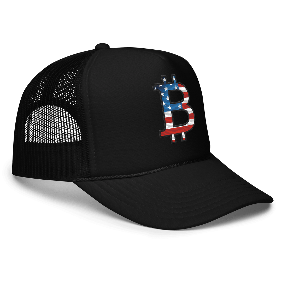 Bitcoin Cap Trucker-Cap Foam USA Edition Flachstick – Crypto Cap | HODL.ag