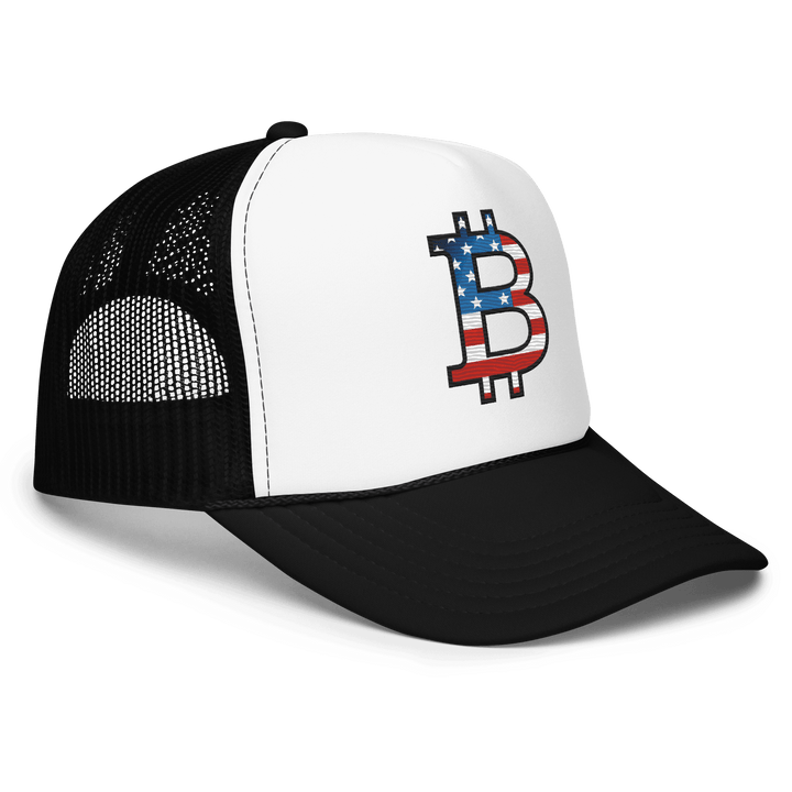 Bitcoin Cap Trucker-Cap Foam USA Edition Flachstick – Crypto Cap | HODL.ag