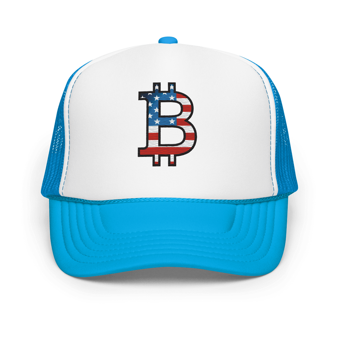 Bitcoin Cap Trucker-Cap Foam USA Edition Flachstick – Crypto Cap | HODL.ag