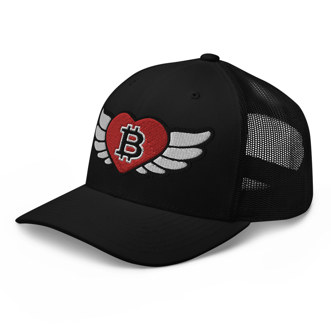 Bitcoin Trucker Cap – Big Flying Heart Design - HODL.ag