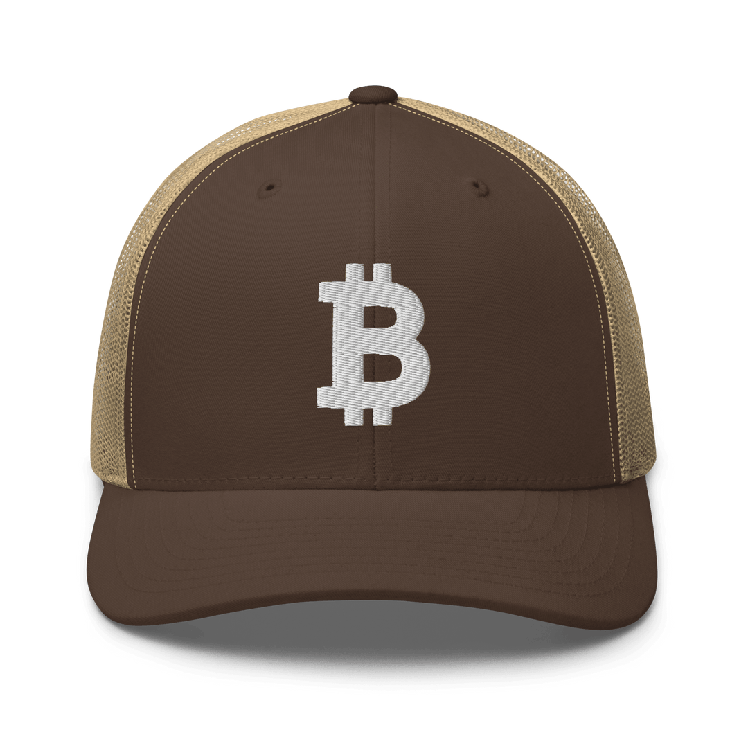 Bitcoin Trucker Cap – 3D Embroidery in White