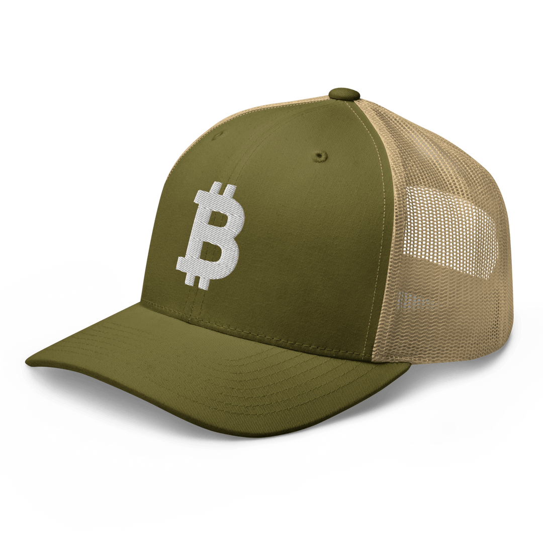 Bitcoin Trucker Cap – 3D Embroidery in White