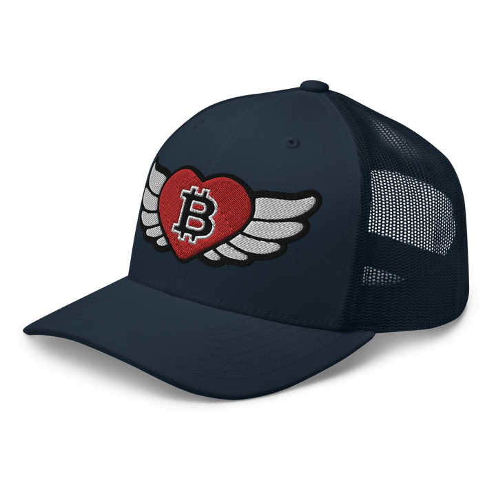 Bitcoin Trucker Cap – Big Flying Heart Design - HODL.ag