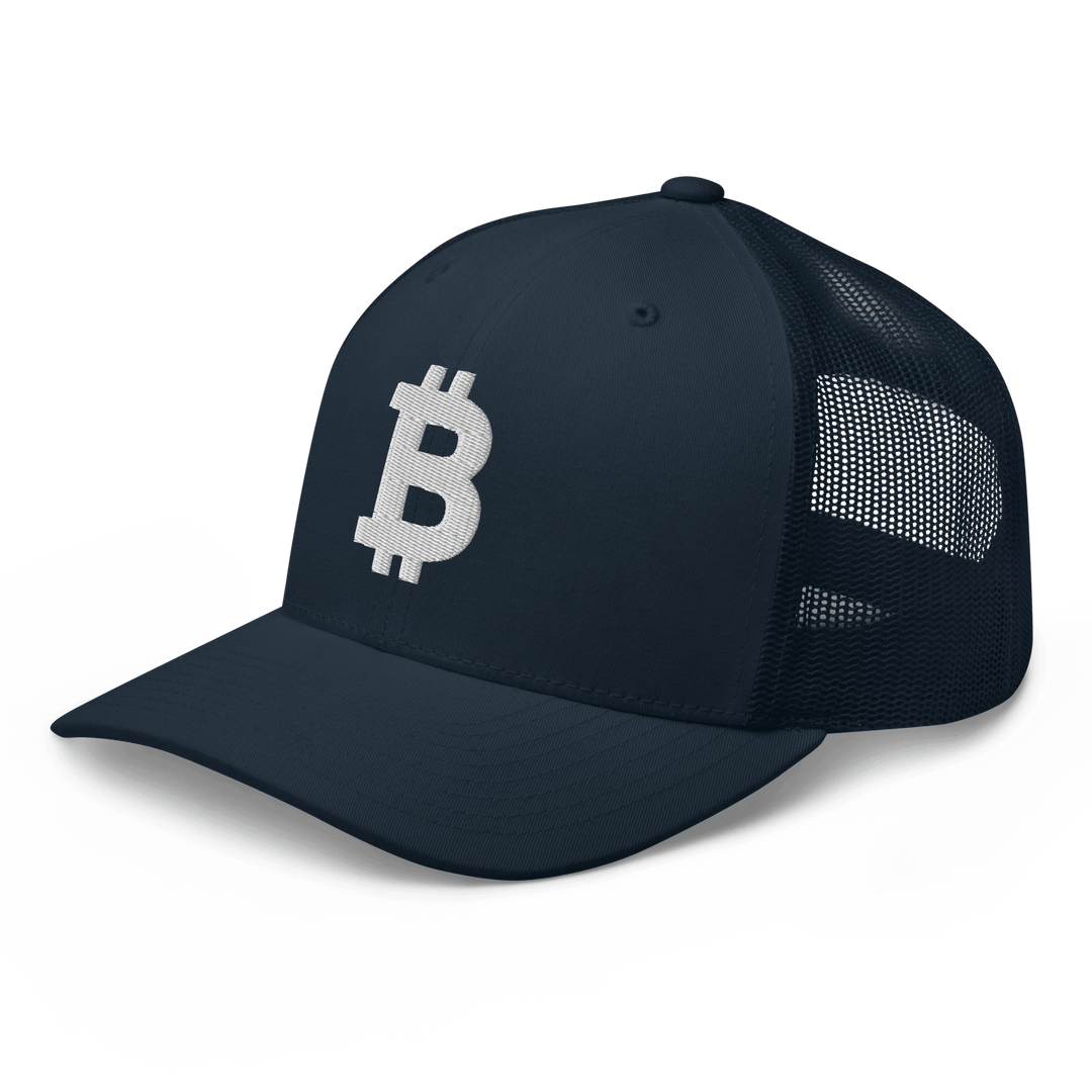 Bitcoin Trucker Cap – 3D Embroidery in White