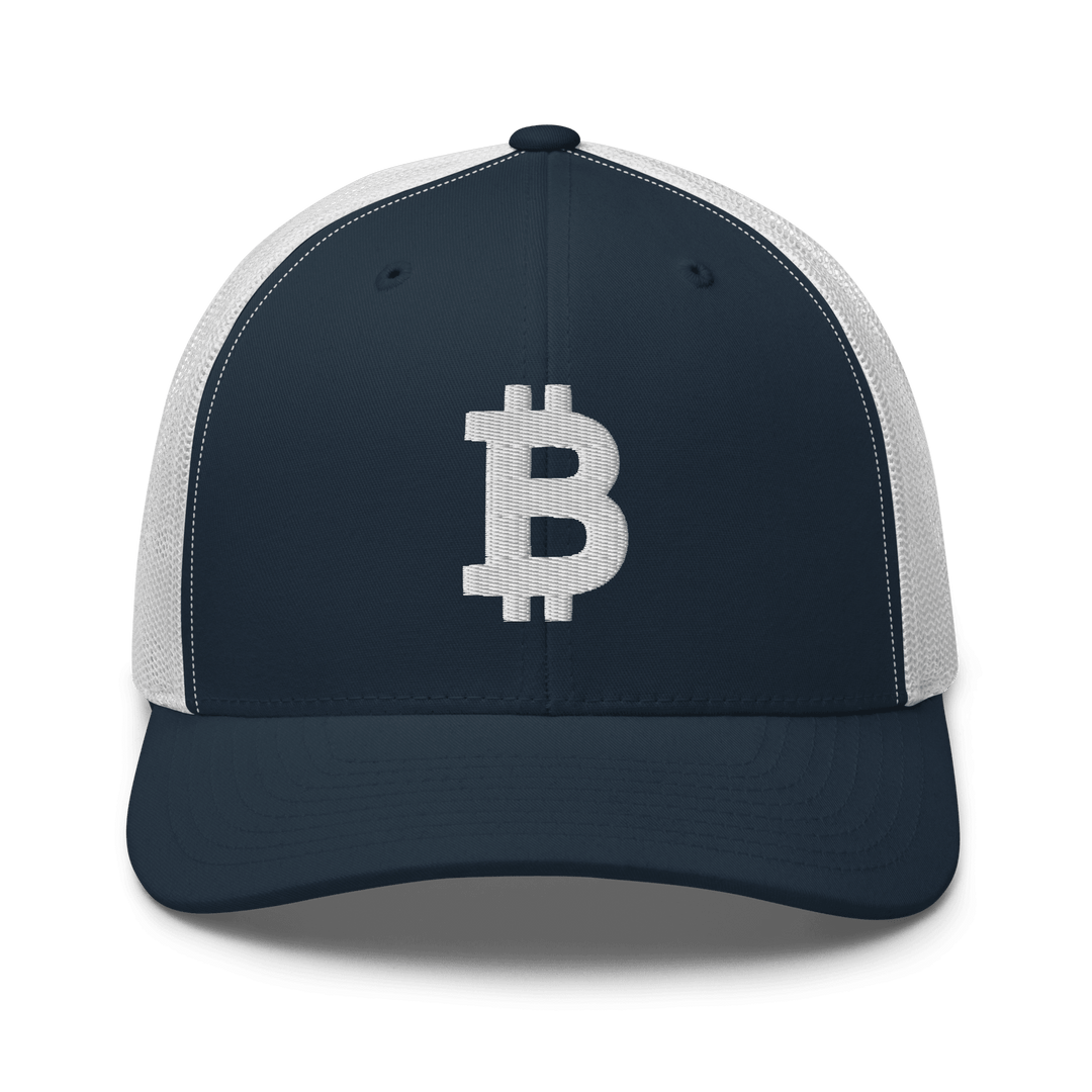 Bitcoin Trucker Cap – 3D Embroidery in White