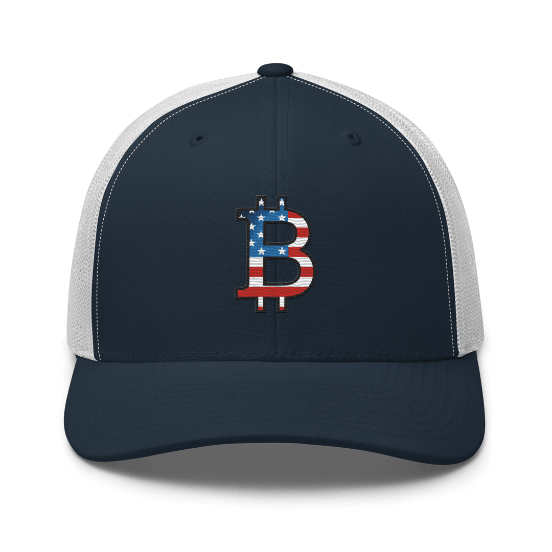 Bitcoin Cap Trucker-Cap USA Edition Flachstick – Crypto Cap | HODL.ag