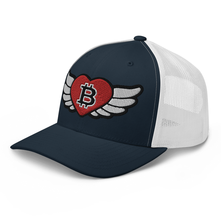 Bitcoin Trucker Cap – Big Flying Heart Design - HODL.ag