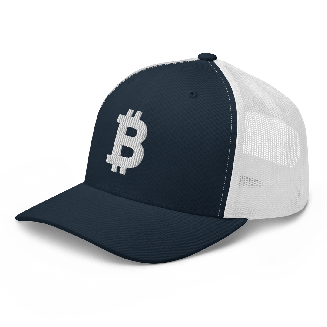 Bitcoin Trucker Cap – 3D Embroidery in White