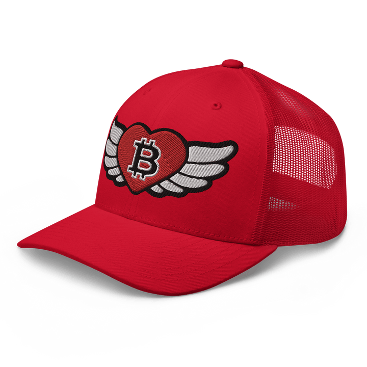 Bitcoin Trucker Cap – Big Flying Heart Design - HODL.ag