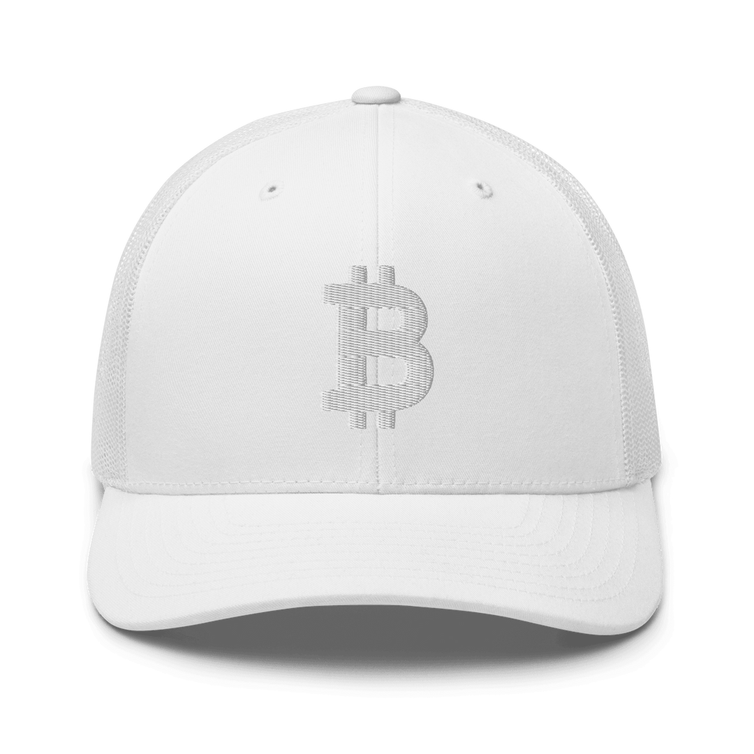 Bitcoin Trucker Cap – 3D Embroidery in White