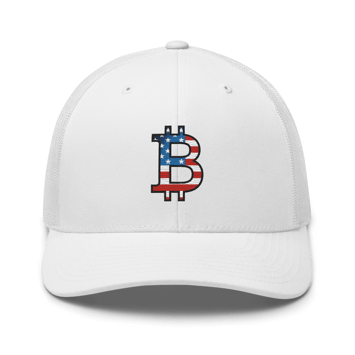 Bitcoin Cap Trucker-Cap USA Edition Flachstick – Crypto Cap | HODL.ag