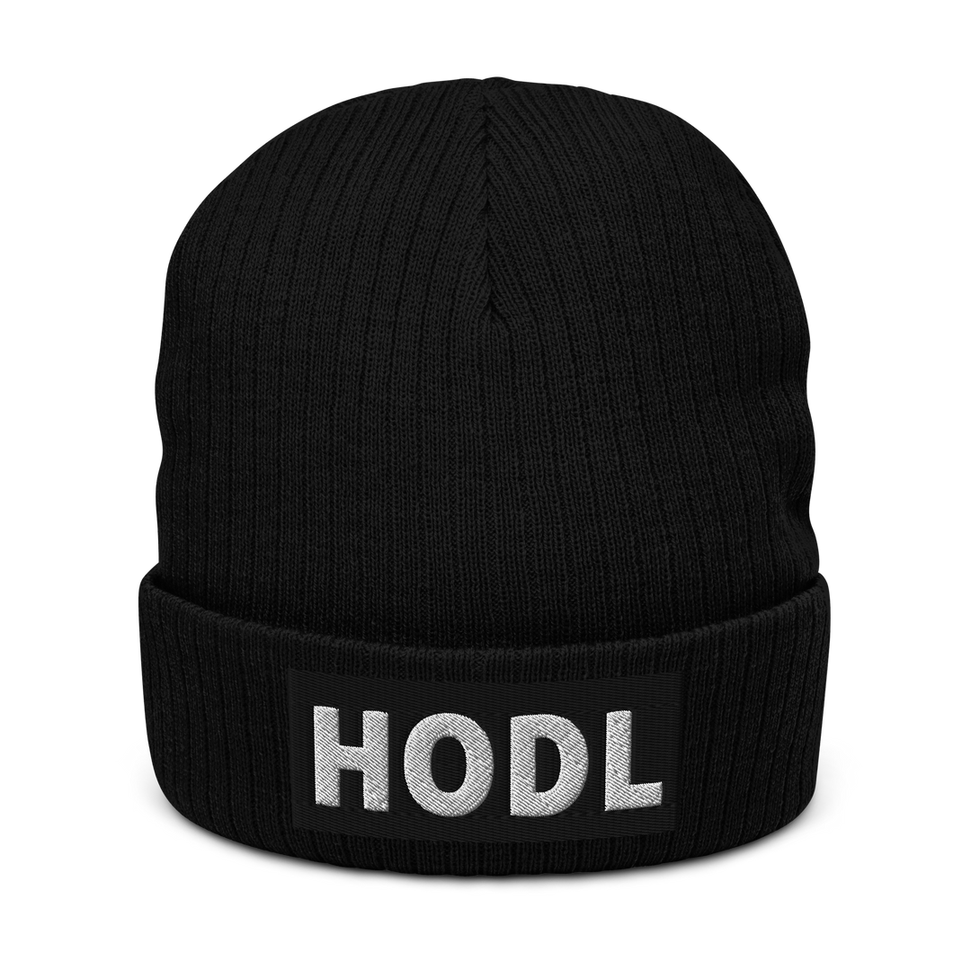 HODL Ribbed Knit Hat Black Box