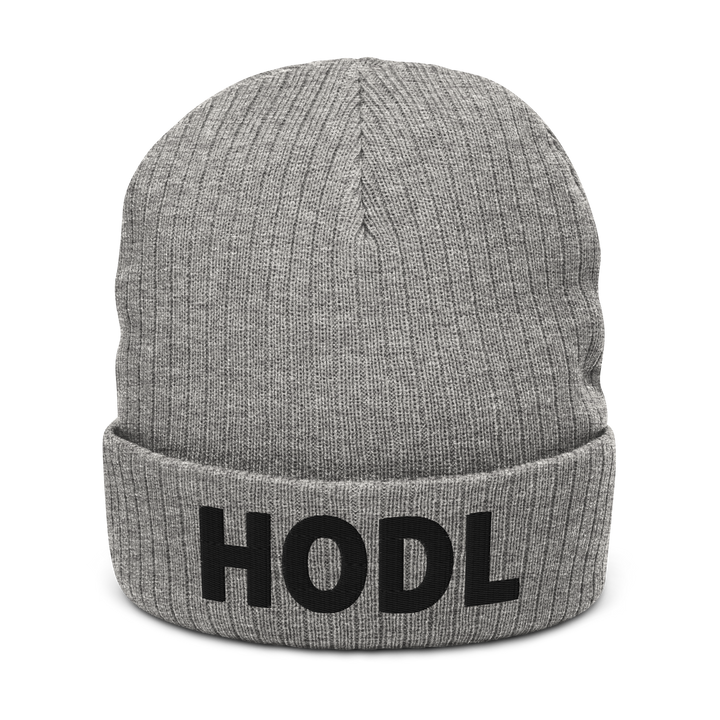 HODL Ribbed Knit Hat 3D Black