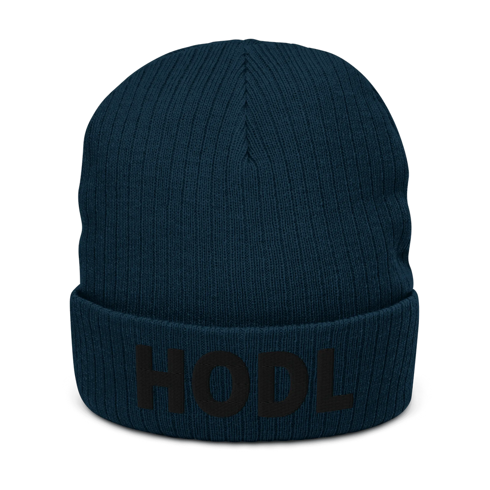 HODL Gerippte Strickmütze 3D Black – Crypto Beanie | HODL.ag