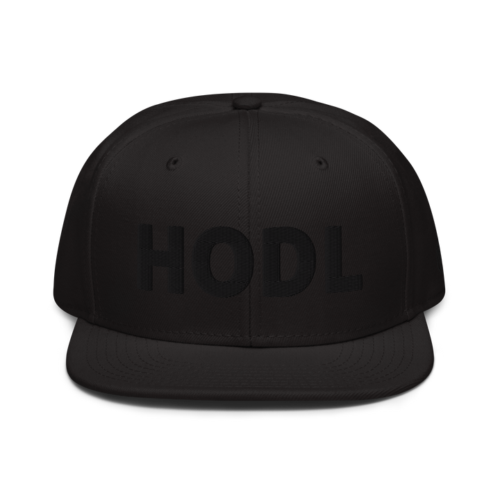HODL Snapback-Cap 3D Black seitl Logo